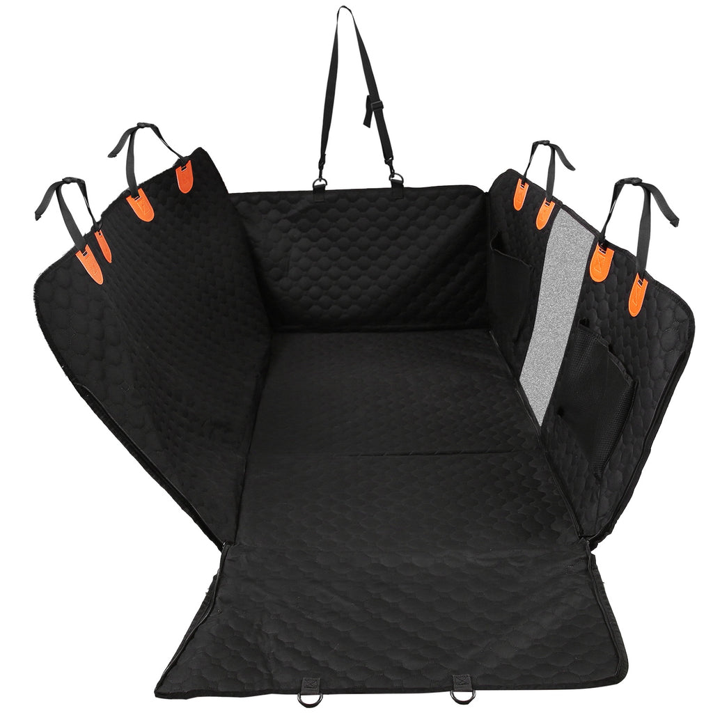 Full view of the black waterproof dog bench cover
