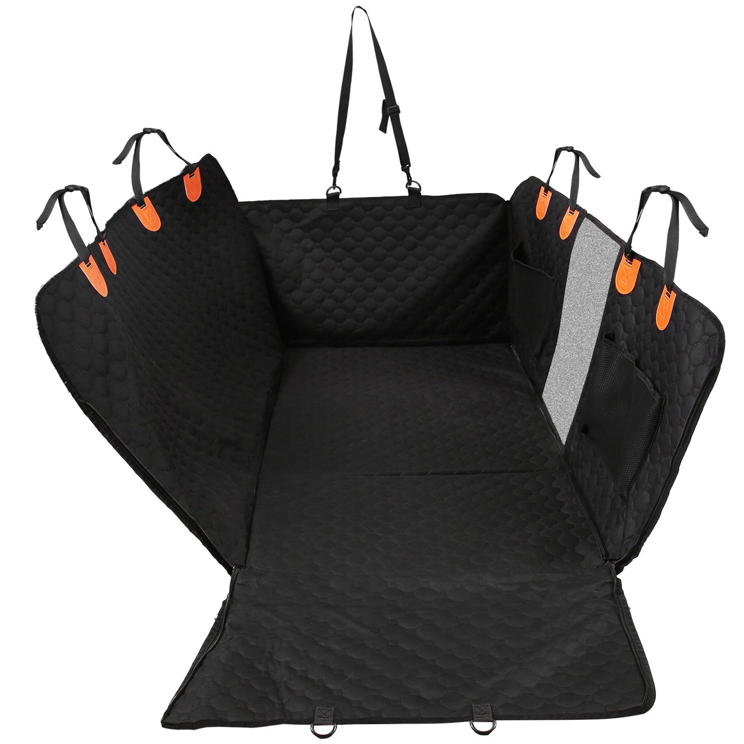 Full view of the black waterproof dog bench cover